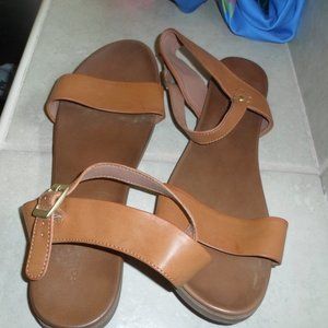 womens brown faux leather sandals rock & Candy 9.5